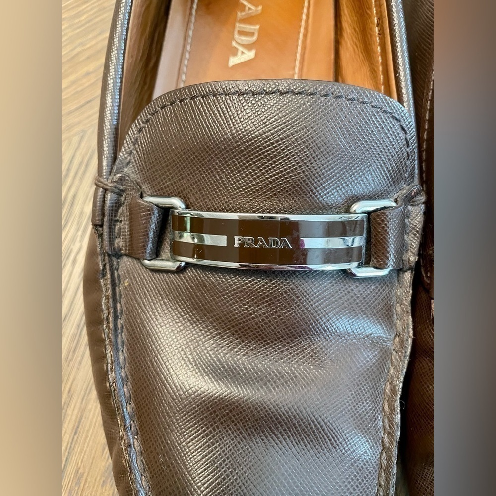 Authentic Prada Men’s Brown Driving Loafers Shoes - Picture 10 of 14